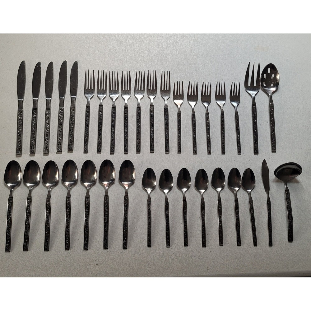 Vintage Nasco Castellano Stainless Flatware Set 35pc Korea Silverware